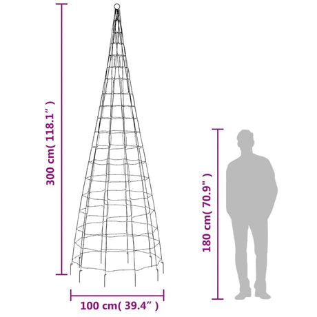 Lichtkegel aan vlaggenmast 550 warmwitte LED's 300 cm - AllerleiShop