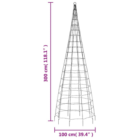 Lichtkegel aan vlaggenmast 550 warmwitte LED's 300 cm - AllerleiShop