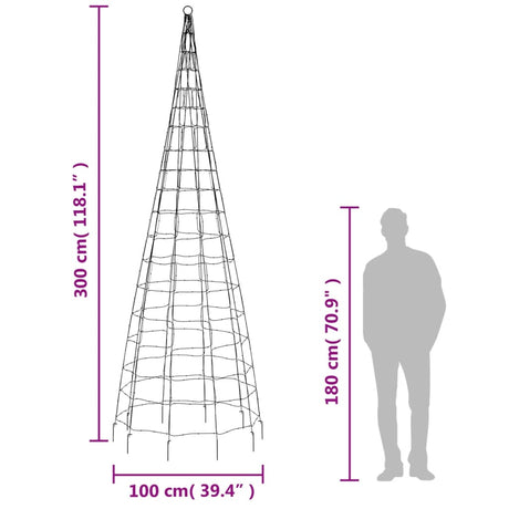 Lichtkegel aan vlaggenmast 550 koudwitte LED's 300 cm - AllerleiShop