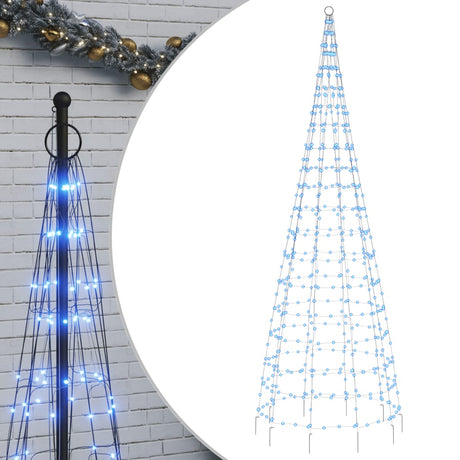 Lichtkegel aan vlaggenmast 550 blauwe LED's 300 cm - AllerleiShop