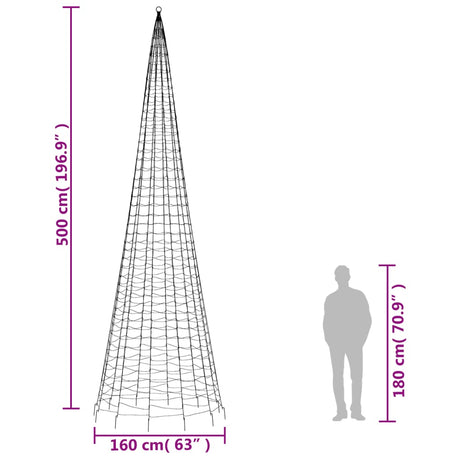 Lichtkegel aan vlaggenmast 1534 warmwitte LED's 500 cm - AllerleiShop