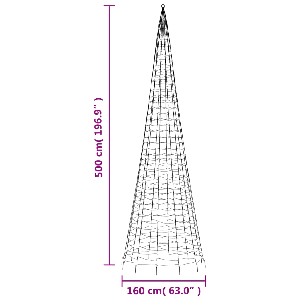 Lichtkegel aan vlaggenmast 1534 warmwitte LED's 500 cm - AllerleiShop