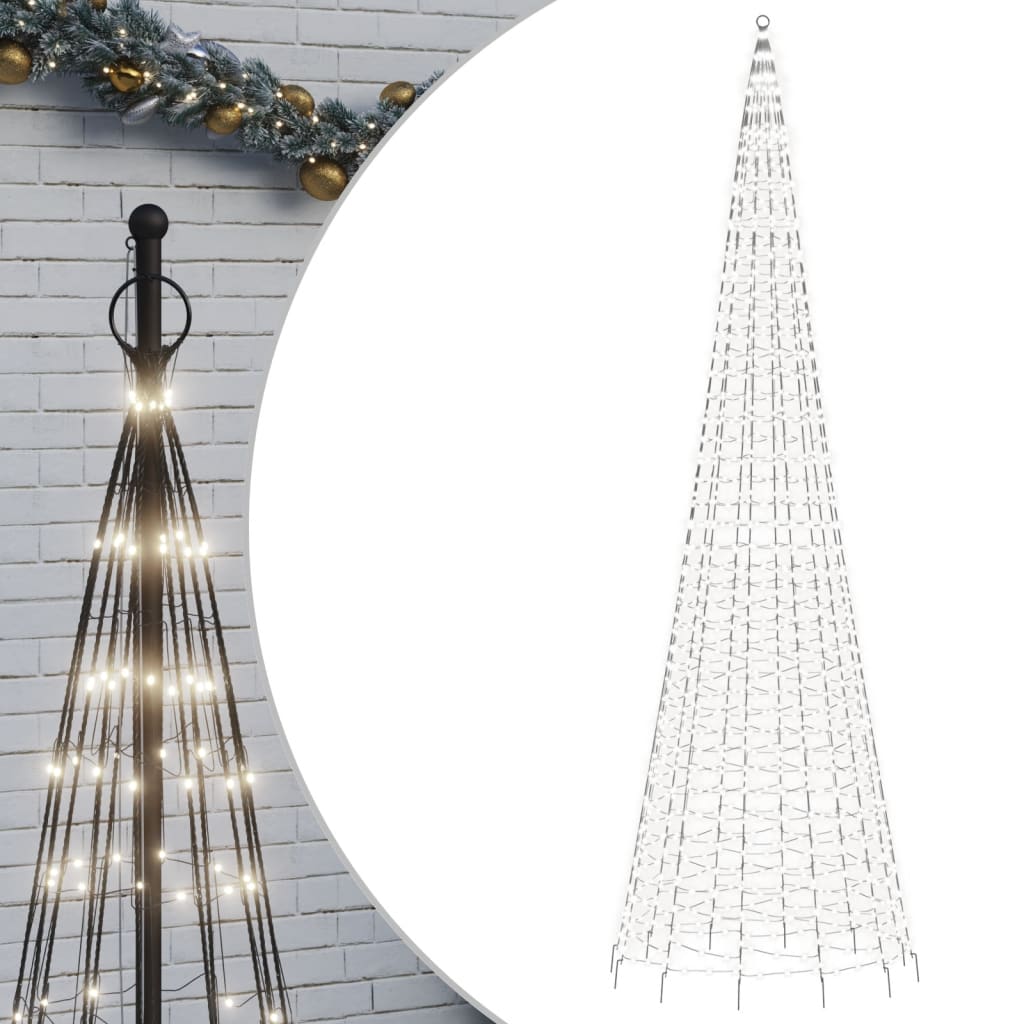 Lichtkegel aan vlaggenmast 1534 koudwitte LED's 500 cm - AllerleiShop