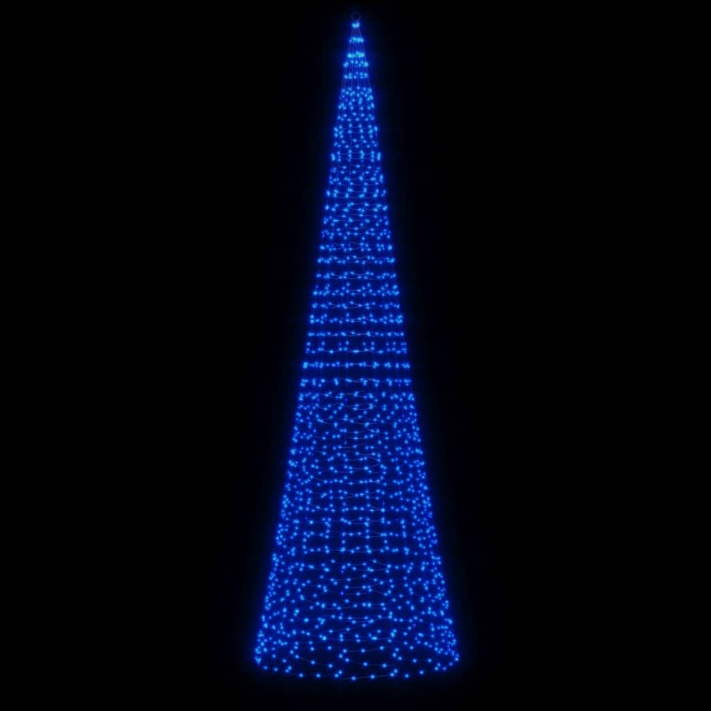 Lichtkegel aan vlaggenmast 1534 blauwe LED's 500 cm - AllerleiShop