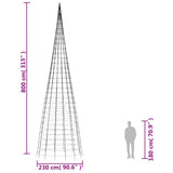 Lichtkegel aan vlaggenmast 3000 koudwitte LED's 800 cm - AllerleiShop