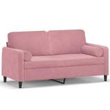 Tweezitsbank met sierkussens 140 cm fluweel roze