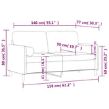 Tweezitsbank met sierkussens 140 cm fluweel roze