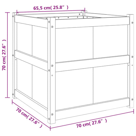 Plantenbak 70x70x70 cm massief grenenhout wit