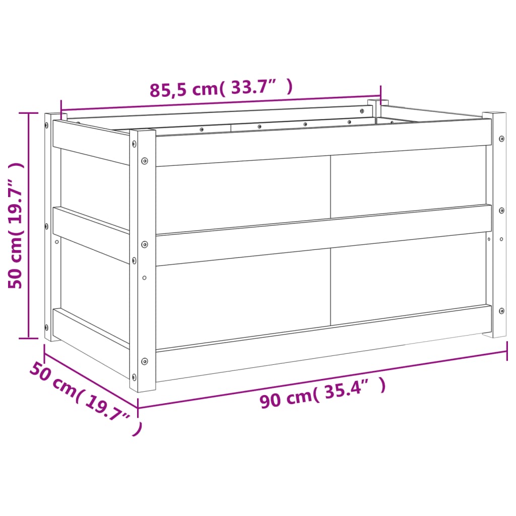 Plantenbak 90x50x50 cm massief grenenhout