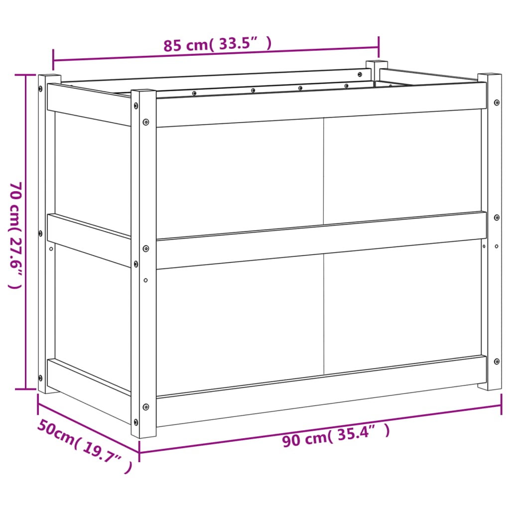 Plantenbak 90x50x70 cm massief grenenhout