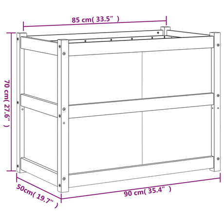 Plantenbak 90x50x70 cm massief grenenhout wit