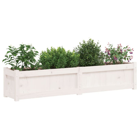 Plantenbak 150x31x31 cm massief grenenhout wit