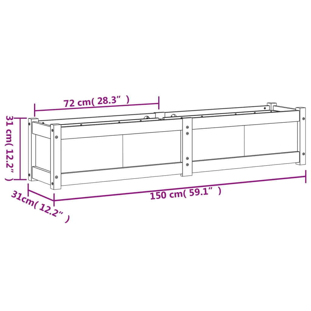 Plantenbakken 2 st cm geïmpregneerd hout