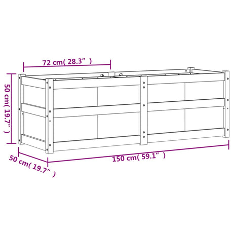 Plantenbak 150x50x50 cm massief grenenhout