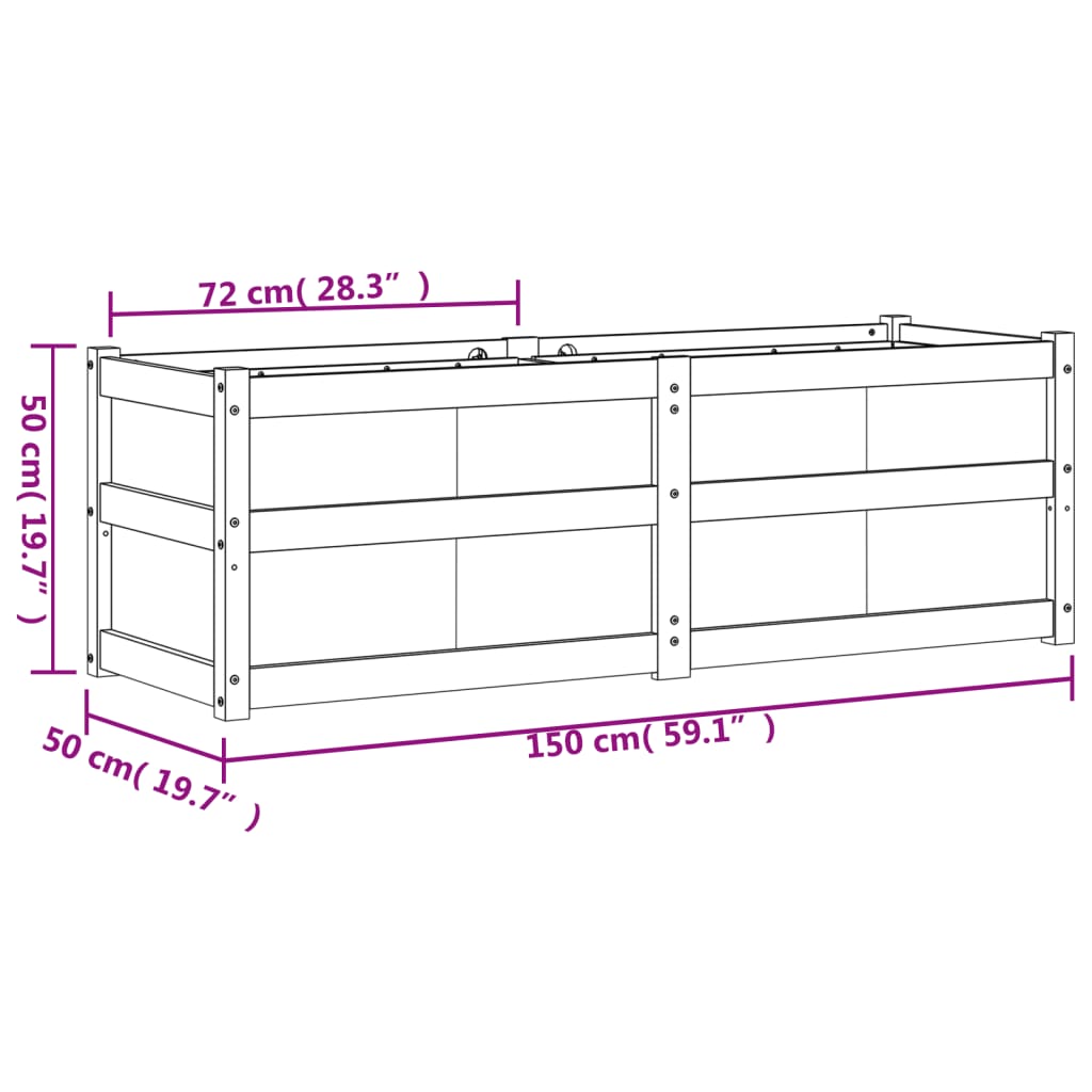 Plantenbak 150x50x50 cm massief grenenhout wit