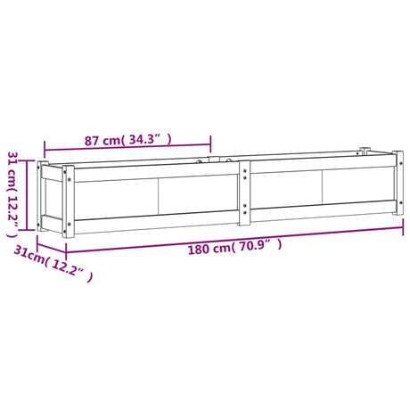 Plantenbak 180x31x31 cm massief grenenhout