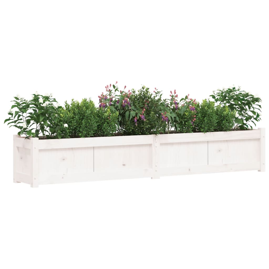 Plantenbak 180x31x31 cm massief grenenhout wit