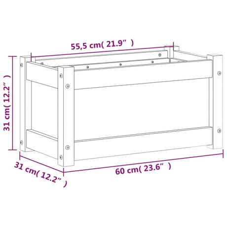 Plantenbak 60x31x31 cm massief grenenhout wit