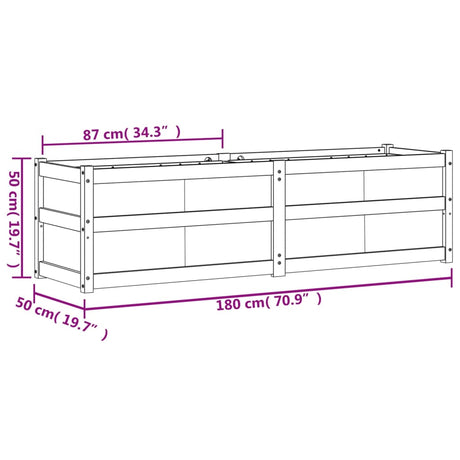 Plantenbak 180x50x50 cm massief grenenhout wit