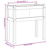 Plantenbak met poten 70x31x70 cm massief grenenhout