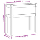 Plantenbak met poten 70x31x70 cm massief grenenhout wit