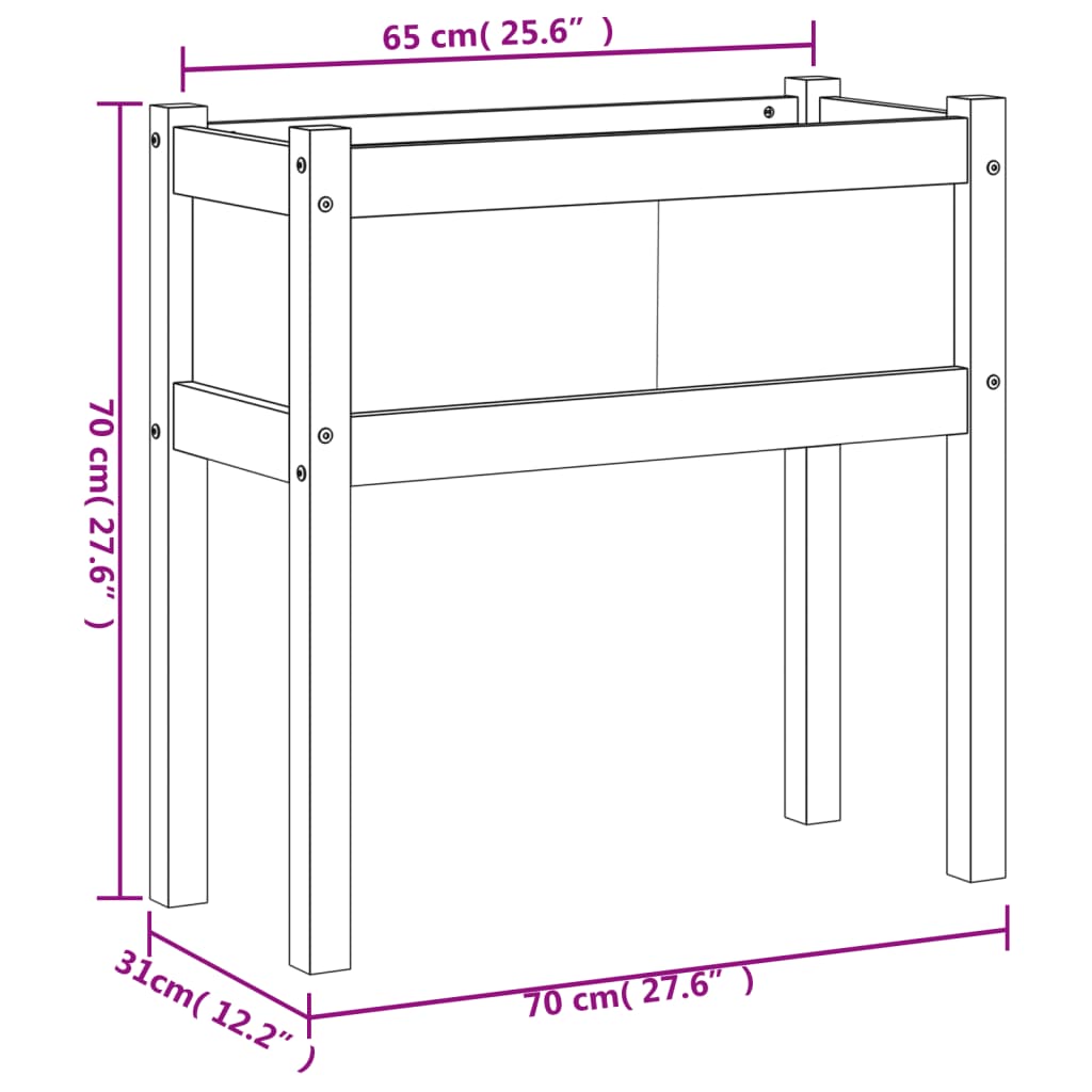 Plantenbak met poten 70x31x70 cm geïmpregneerd grenenhout