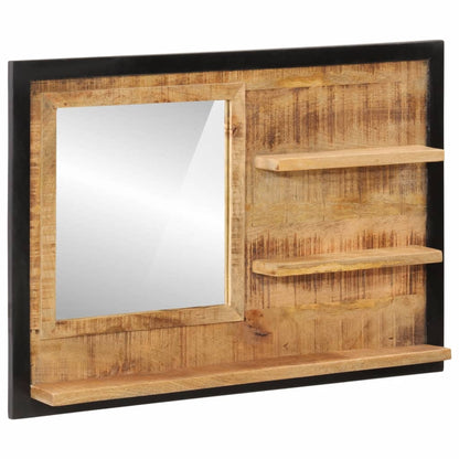 Spiegel met schappen 80x8x55 cm glas en massief mangohout - AllerleiShop