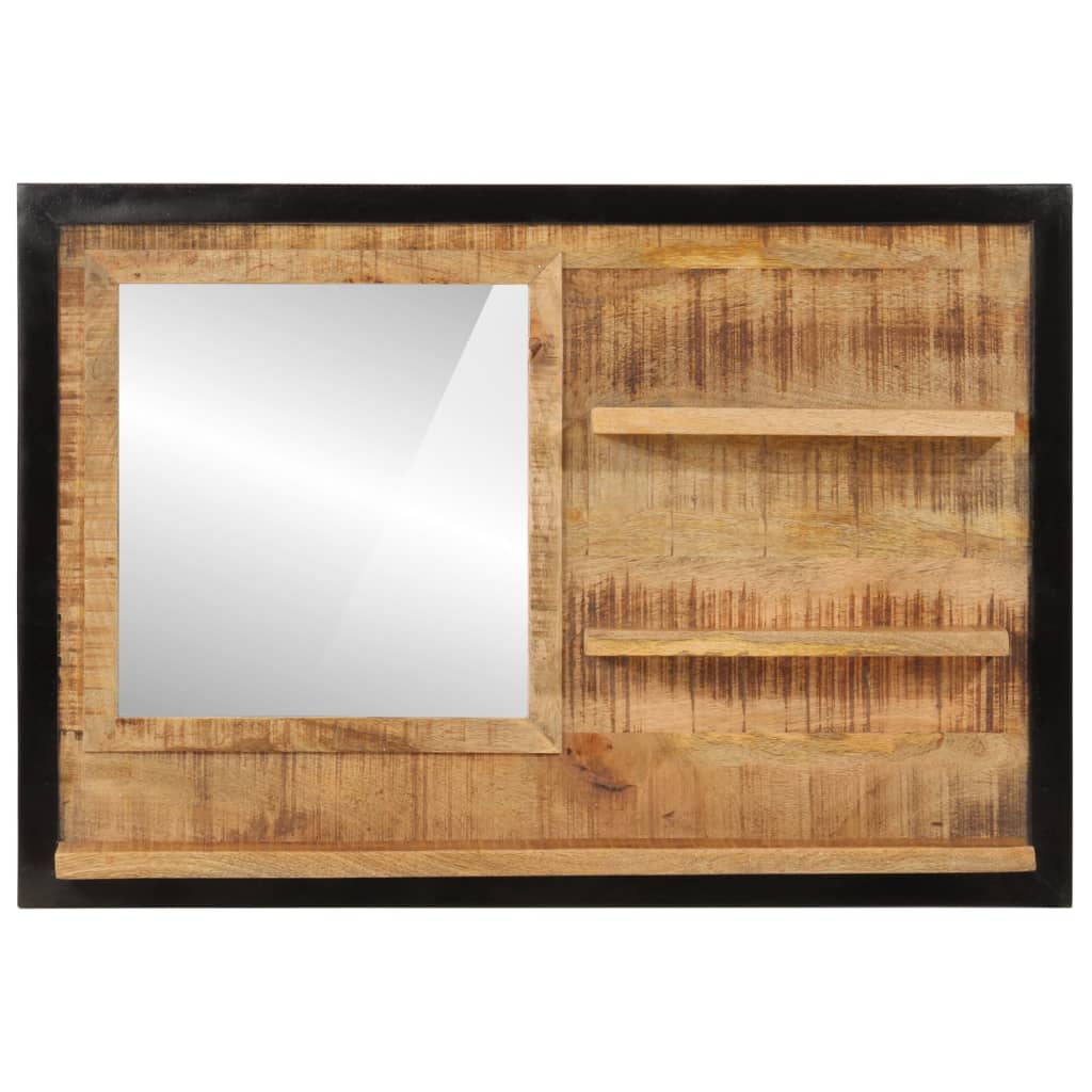 Spiegel met schappen 80x8x55 cm glas en massief mangohout - AllerleiShop