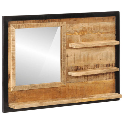 Spiegel met schappen 80x8x55 cm glas en massief mangohout - AllerleiShop