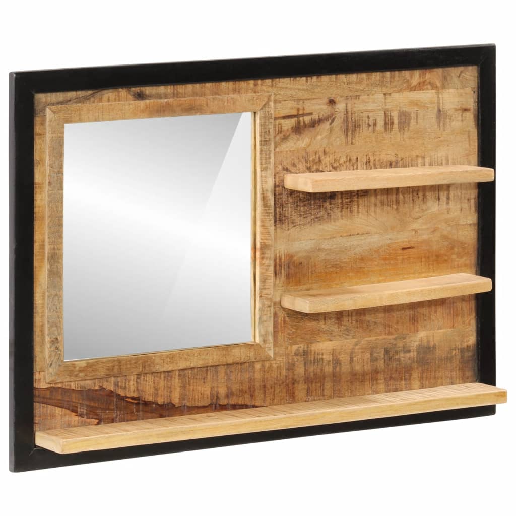 Spiegel met schappen 80x8x55 cm glas en massief mangohout - AllerleiShop