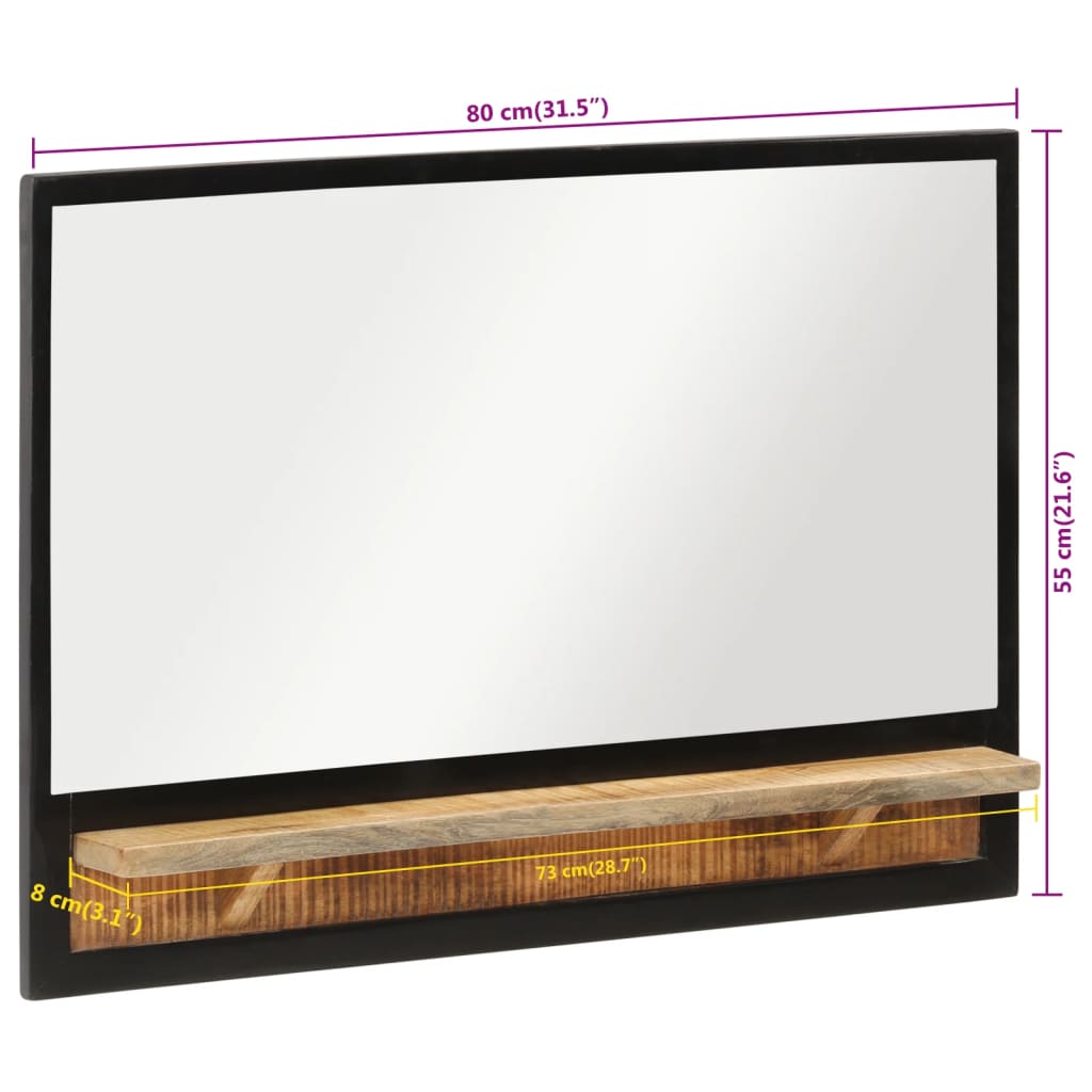 Spiegel met schap 80x8x55 cm glas en massief mangohout - AllerleiShop