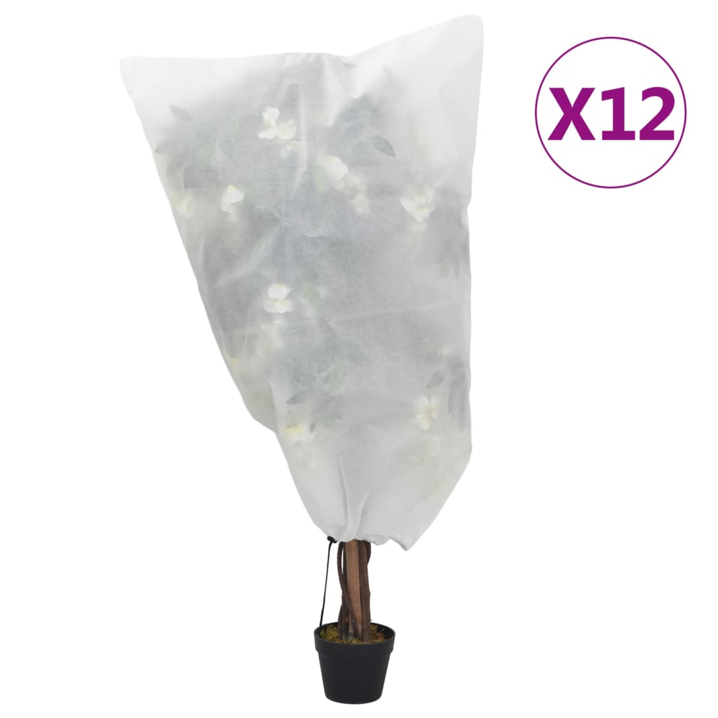 Plantenhoezen met trekkoord 12 st 70 g/m² 0,8x1,2 m - AllerleiShop