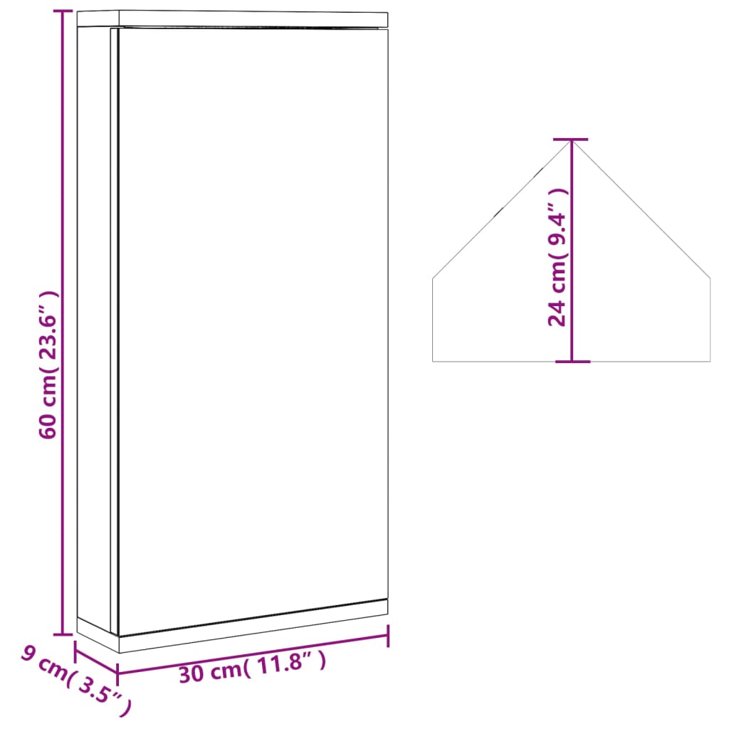 Badkamerkast met spiegel 30x24x60 cm grijs - AllerleiShop
