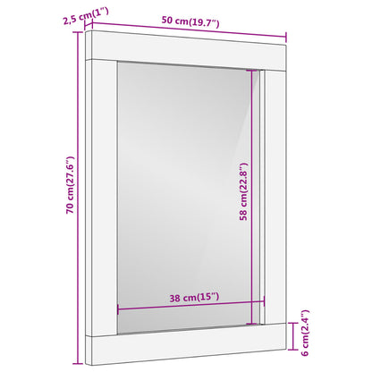 Badkamerspiegel 50x70x2,5 cm massief mangohout en glas - AllerleiShop