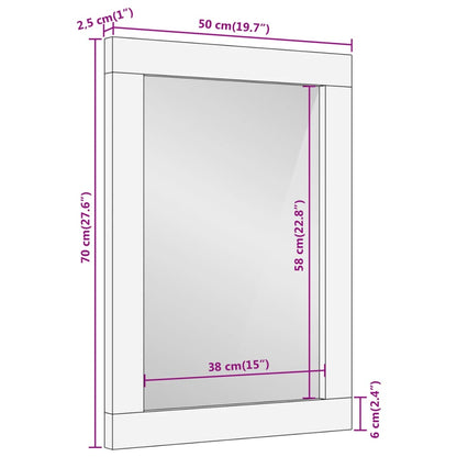 Badkamerspiegel 50x70x2,5 cm massief mangohout en glas - AllerleiShop