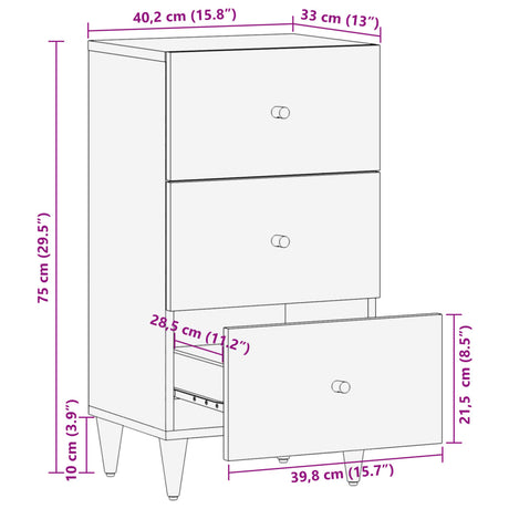 Bijzetkast 40x33x75 cm massief mangohout - AllerleiShop