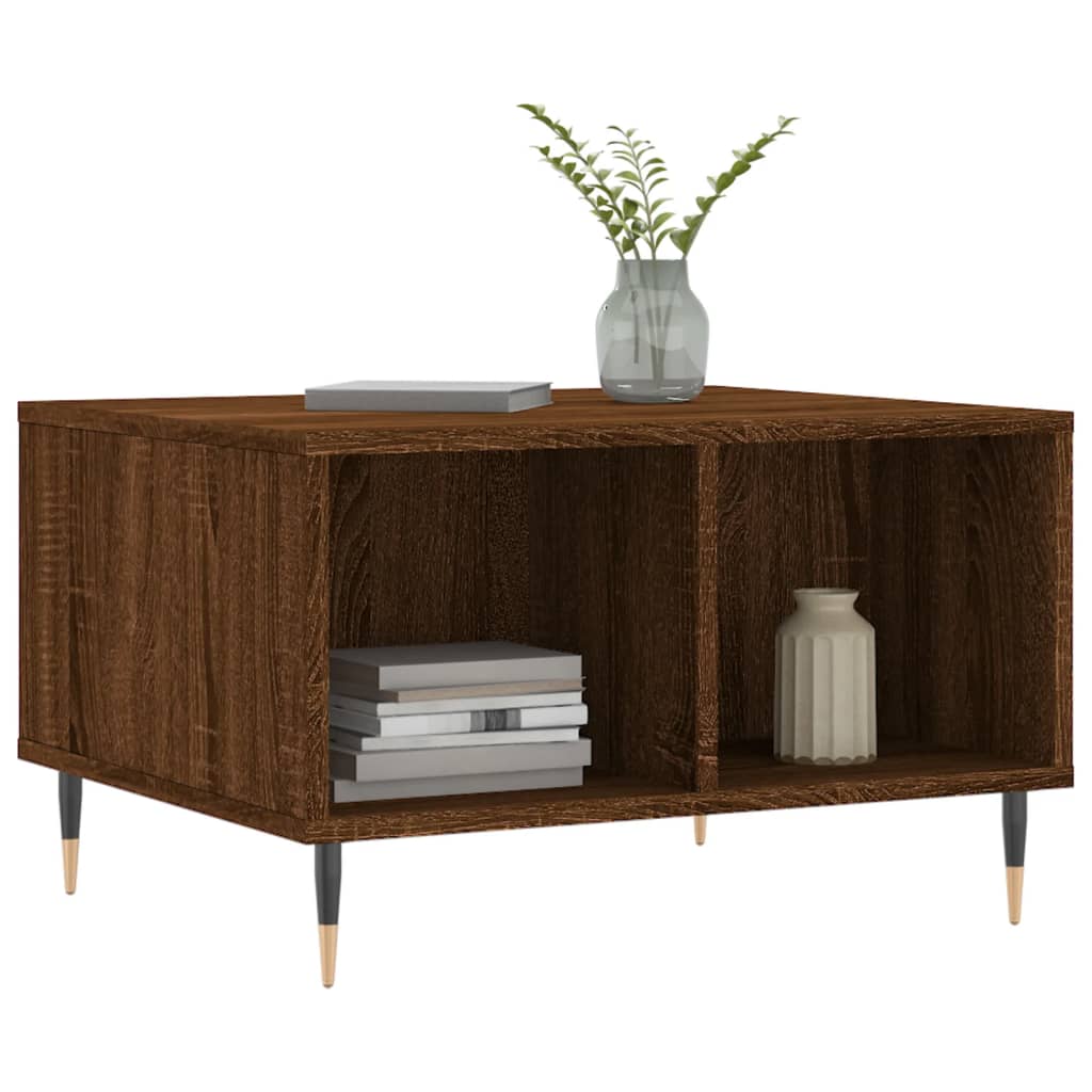 Salontafel 60x50x36,5 cm bewerkt hout bruin eikenkleur