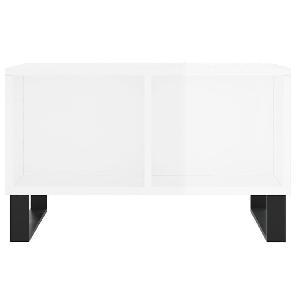 Salontafel 60x50x36,5 cm bewerkt hout hoogglans wit