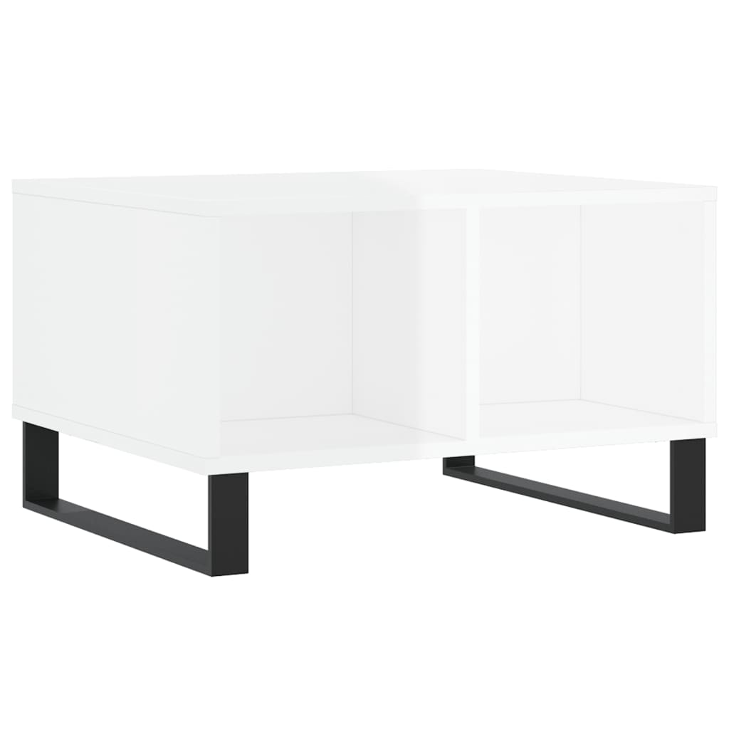 Salontafel 60x50x36,5 cm bewerkt hout hoogglans wit
