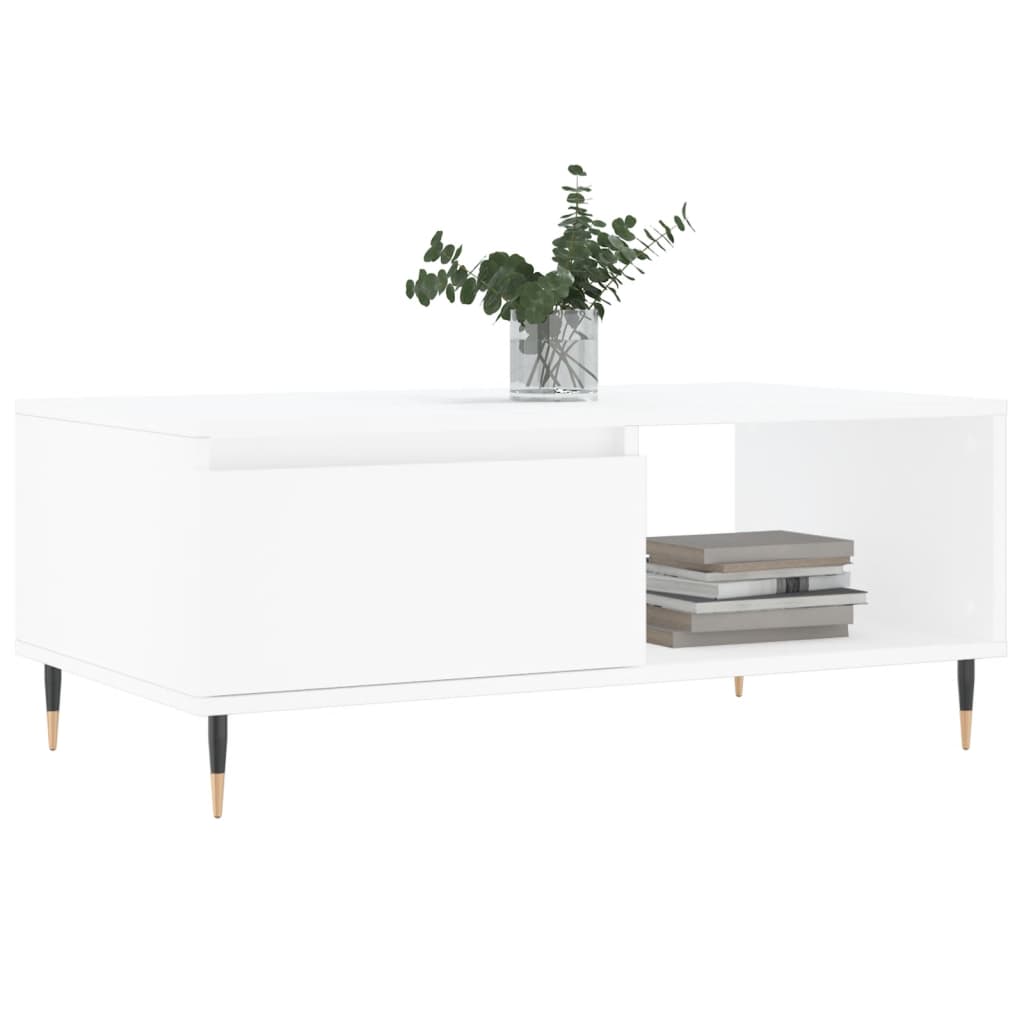 Salontafel 90x50x36,5 cm bewerkt hout wit