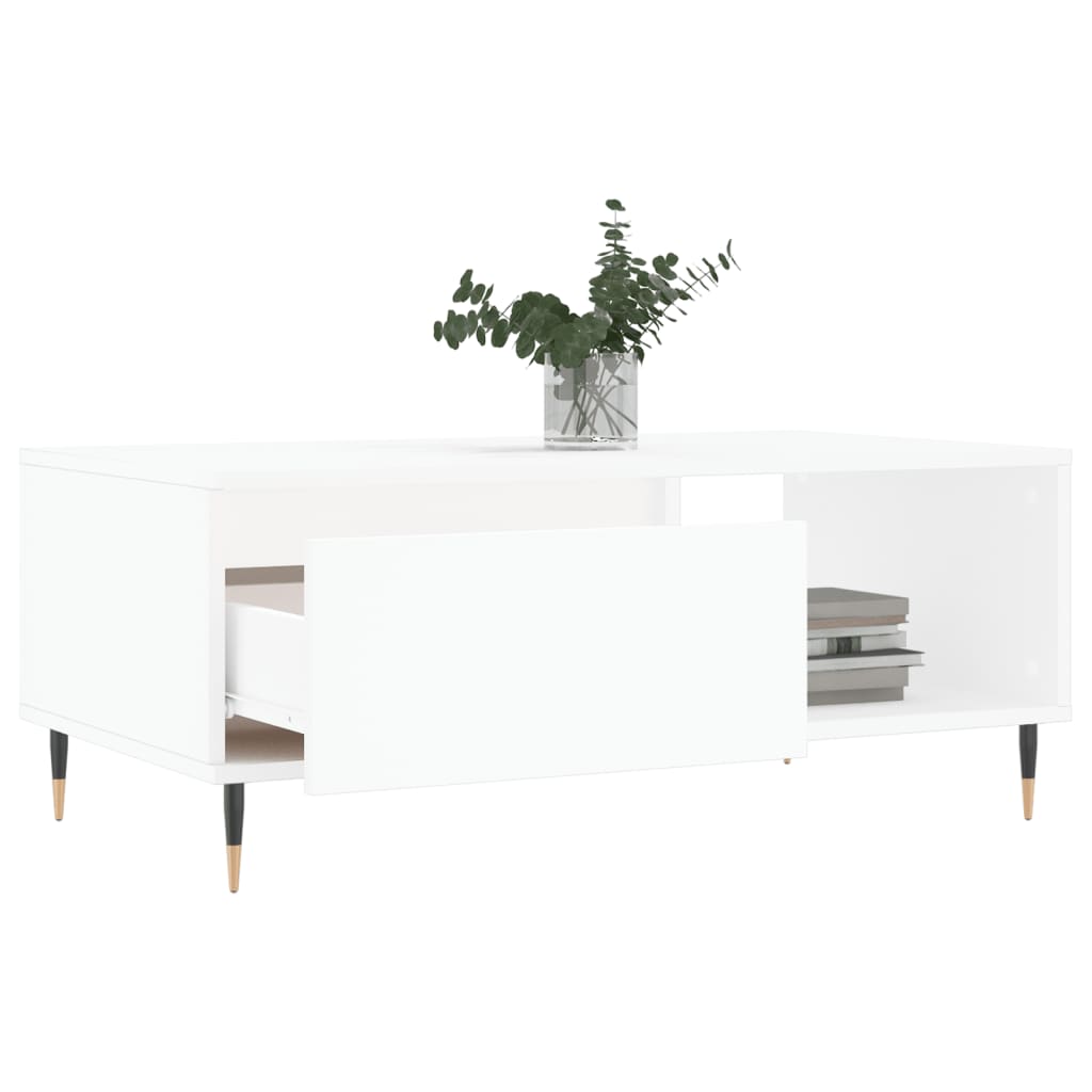 Salontafel 90x50x36,5 cm bewerkt hout wit