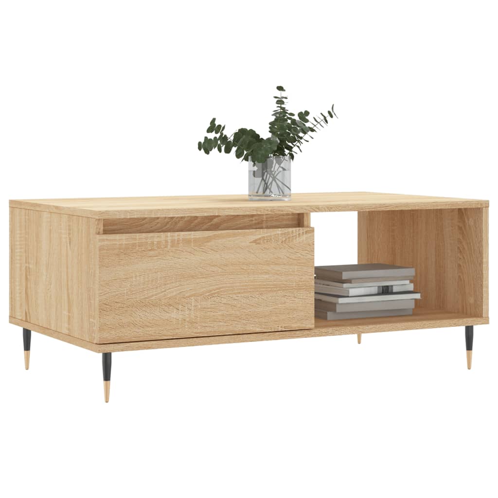 Salontafel 90x50x36,5 cm bewerkt hout sonoma eikenkleurig