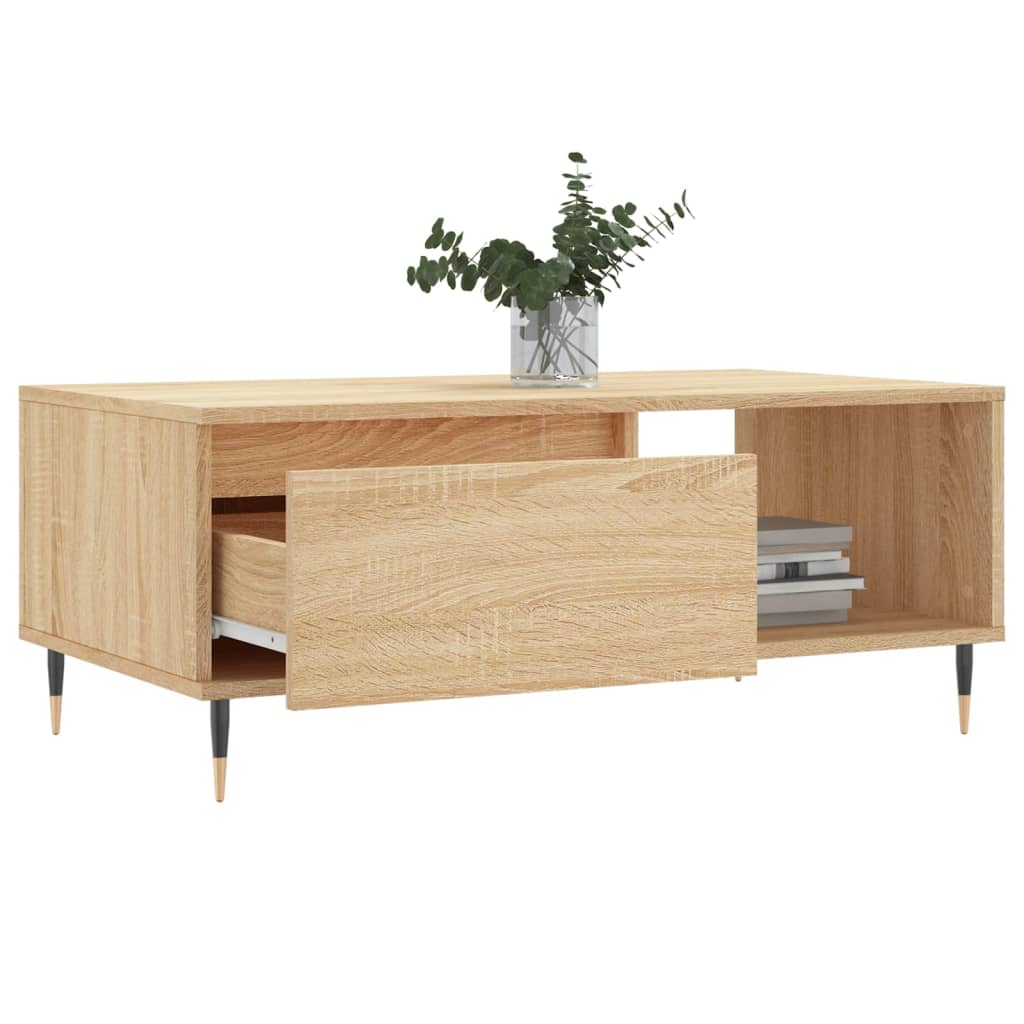 Salontafel 90x50x36,5 cm bewerkt hout sonoma eikenkleurig