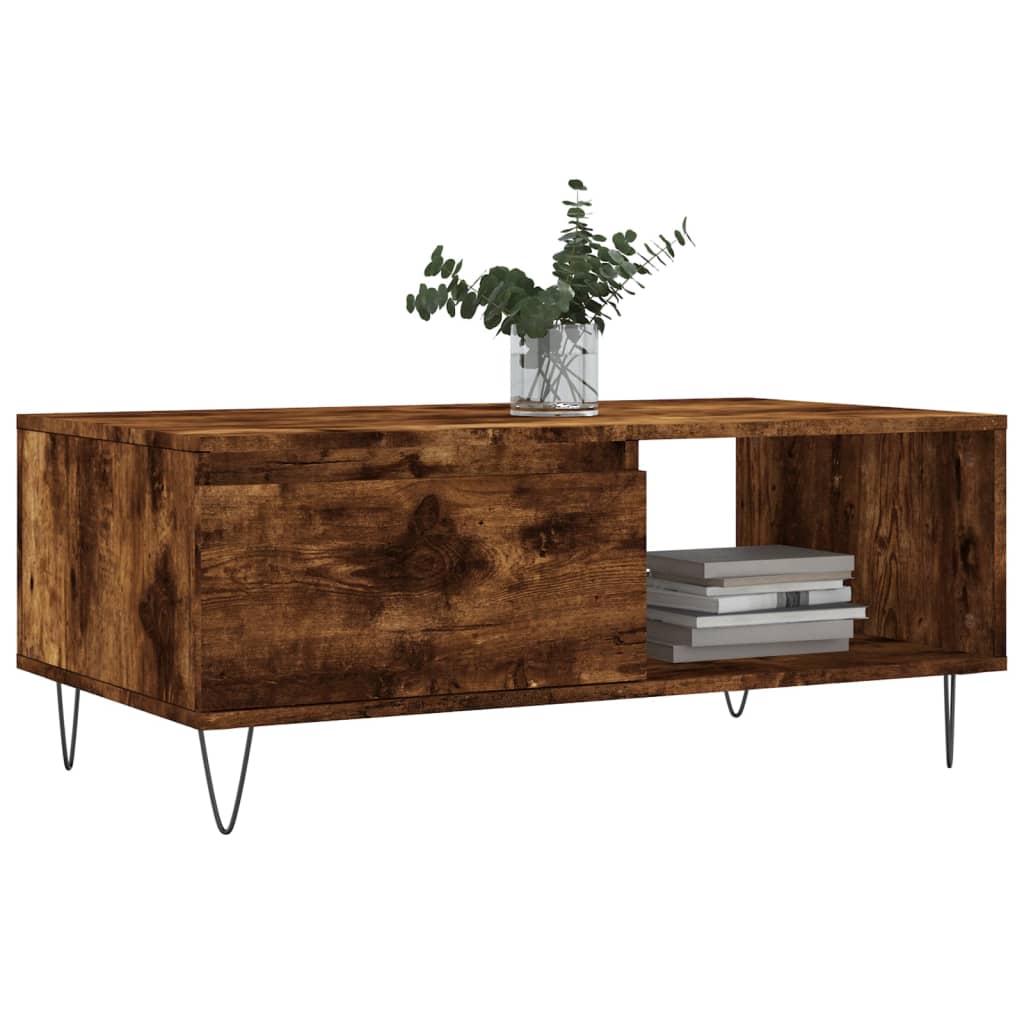Salontafel 90x50x36,5 cm bewerkt hout gerookt eikenkleurig