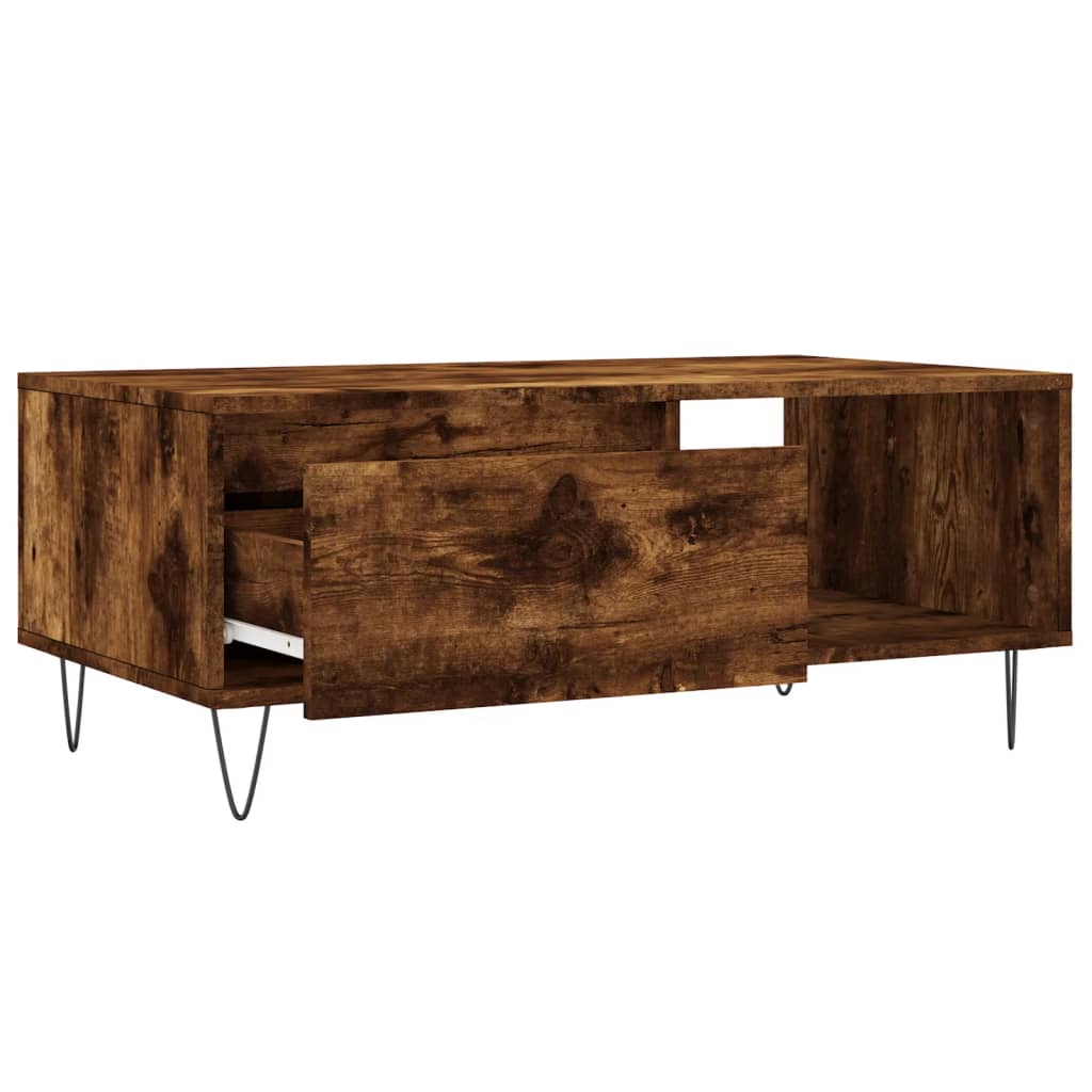 Salontafel 90x50x36,5 cm bewerkt hout gerookt eikenkleurig