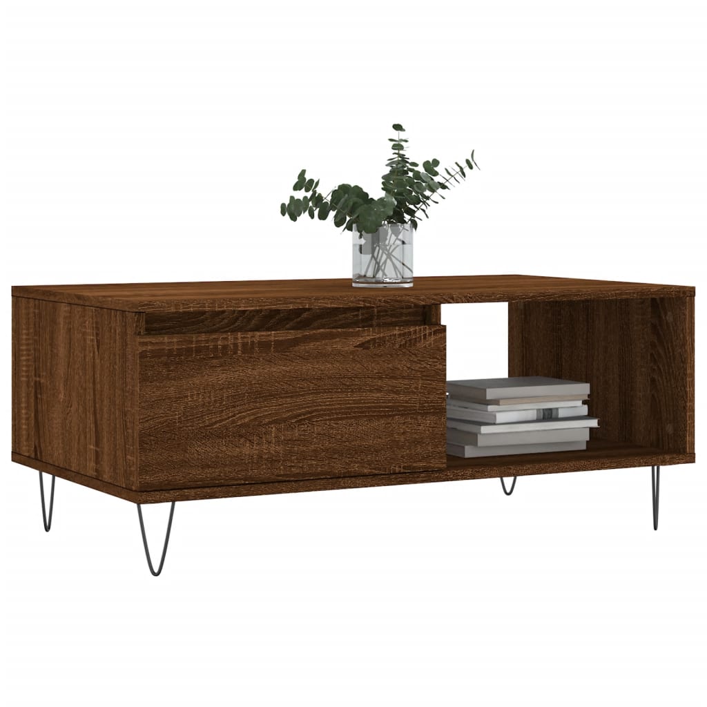 Salontafel 90x50x36,5 cm bewerkt hout bruin eikenkleur