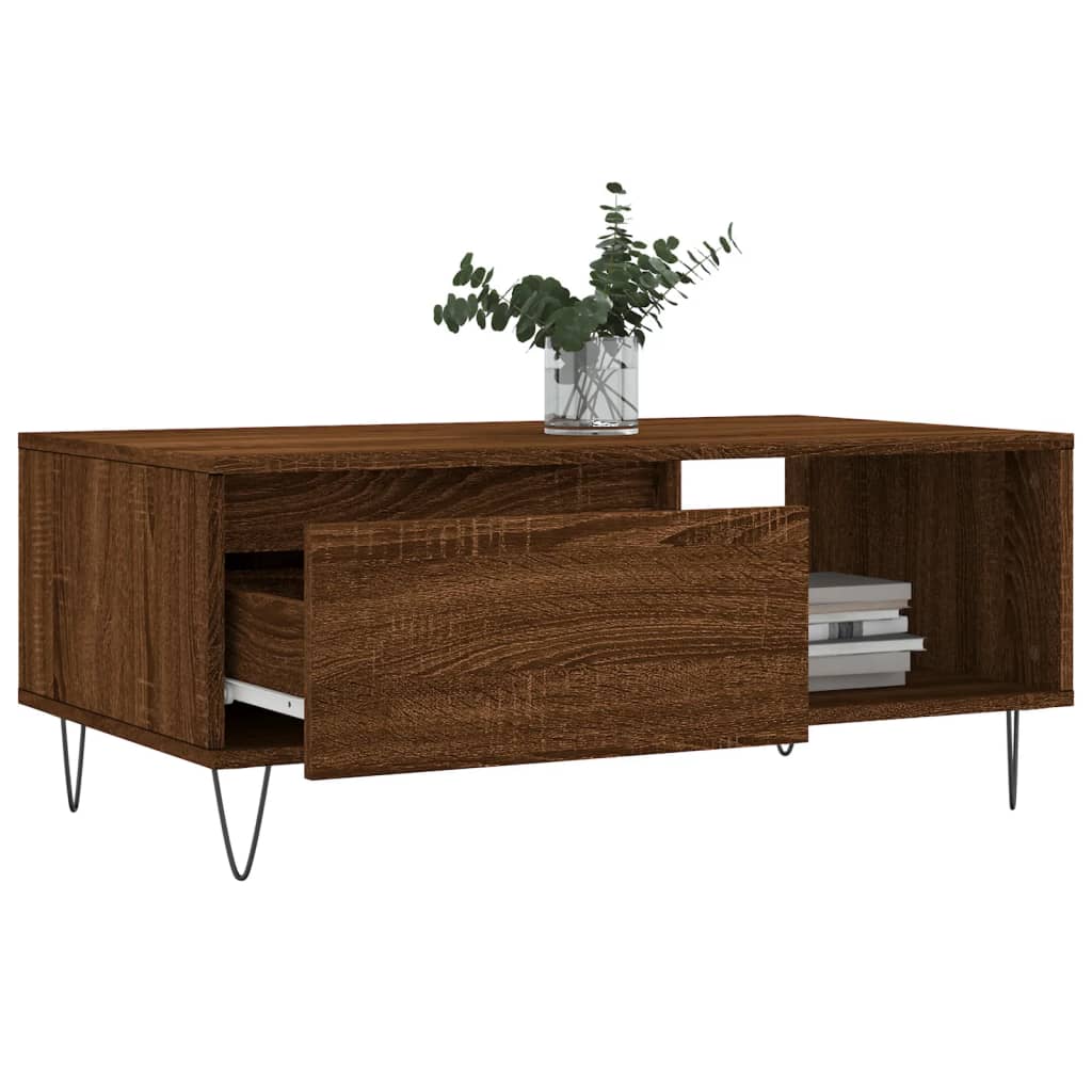 Salontafel 90x50x36,5 cm bewerkt hout bruin eikenkleur