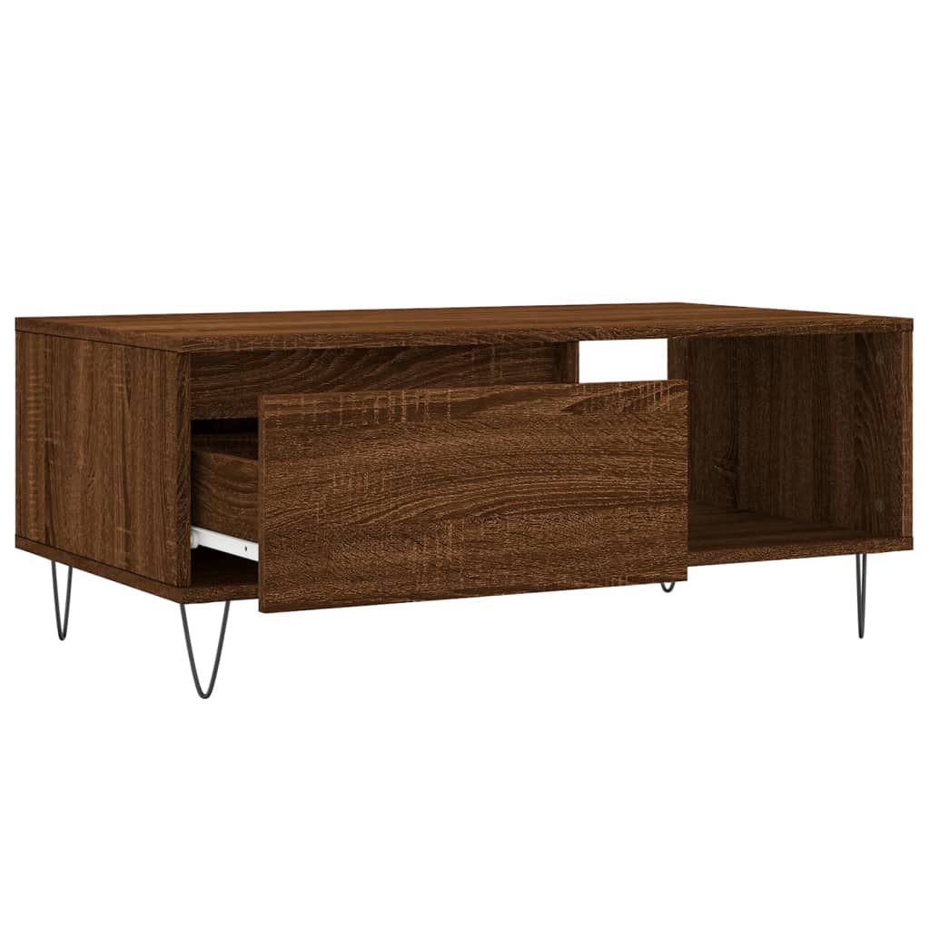 Salontafel 90x50x36,5 cm bewerkt hout bruin eikenkleur