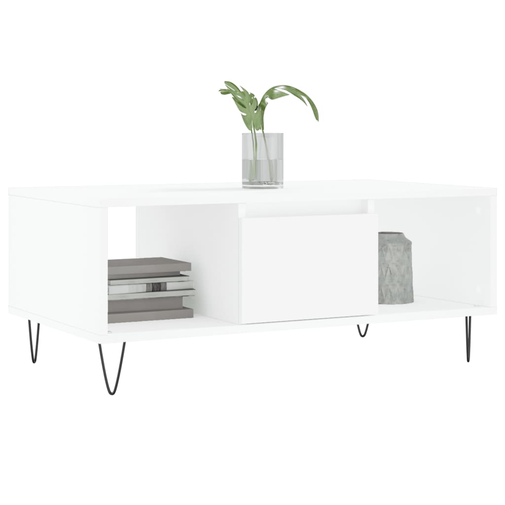 Salontafel 90x50x36,5 cm bewerkt hout wit