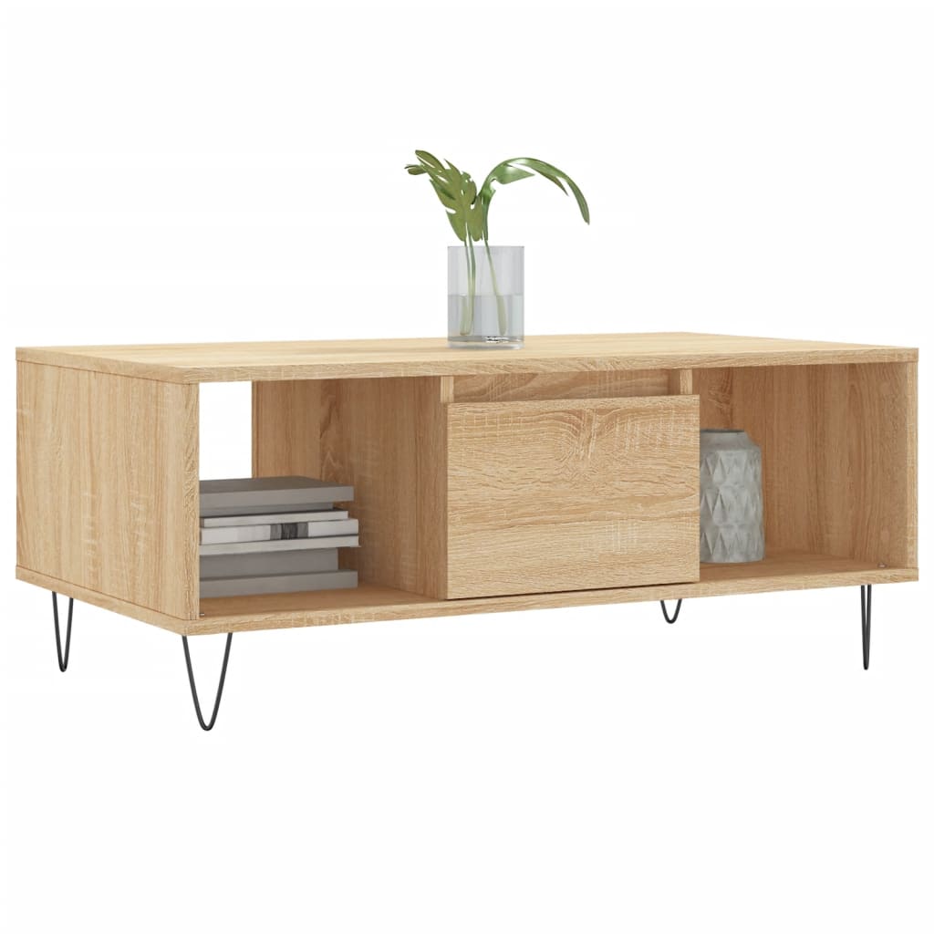 Salontafel 90x50x36,5 cm bewerkt hout sonoma eikenkleurig